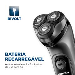 Barbeador Elétrico 5w Bivolt Shave BE-02 Preto e Prata MONDIAL / REF. 78960-01