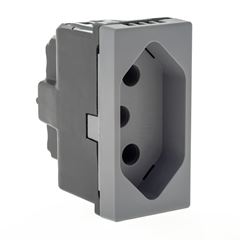 Tomada Módulo 1 Módulo 2P+T  20A  Plus + Cinza  PIAL / REF. 615060BC