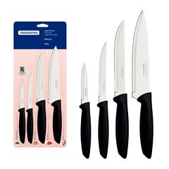 Kit de Facas em Inox com 4 Peças Plenus Preto TRAMONTINA / REF. 23498/064