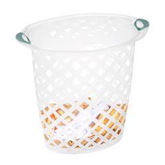 Cesto Plástico 46,5 Litros para Roupa Oba com Tampa Telado Oval Transparente SANREMO / REF. 607
