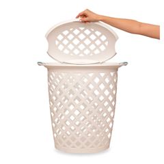 Cesto Plástico 46,5 Litros para Roupa Oba com Tampa Telado Oval Transparente SANREMO / REF. 607