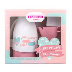 Bule Térmico 700ml com Suporte para Filtro Plástico Rosa e Branco SANREMO / REF. SR1011/70