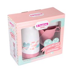 Bule Térmico 700ml com Suporte para Filtro Plástico Rosa e Branco SANREMO / REF. SR1011/70