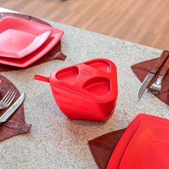 Farinheiro Plástico 900ml Slim com Concha Vermelho UZ / REF. UZ417-VM