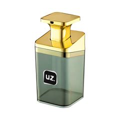 Porta Sabonete Líquido Plástico 350ml Slim Preto e Dourado UZ / REF. UZ545-PRDR