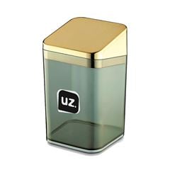 Porta Algodão Plástico Slim Preto e Dourado UZ / REF. UZ546-PRDR