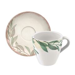 Xícara de Chá com Pires de Porcelana 200ml Natur Decorado TRAMONTINA / REF. 96580/027
