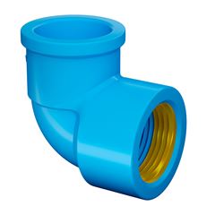 Joelho 90° Soldável em PVC com Bucha de Latão 20mmx1/2 Pol. Azul FORTLEV / REF. 10302019