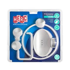Kit de Acessórios para Banheiro em Abs com 4 Peças Lavello Branco com Cromado HERC / REF. 1000000082