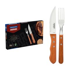 Kit Churrasco 12 Peças em Aço Inox Jumbo Dynamic Madeira Natural TRAMONTINA / REF. 22399/063